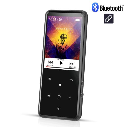  AGPTEK 16GB MP3 Player Bluetooth 4.0 with 2.4 Inch TFT Color Screen, FM Voice Recorder Lossless Sound Music Player,Black