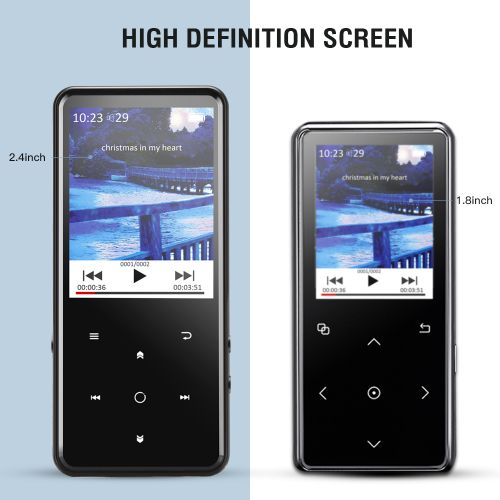  AGPTEK 16GB MP3 Player Bluetooth 4.0 with 2.4 Inch TFT Color Screen, FM Voice Recorder Lossless Sound Music Player,Black