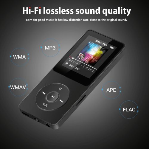  AGPTEK 16GB MP3 Player,Lossless Sound music player with Micro SD Card Slot, Black A02S