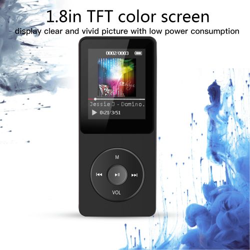  AGPTEK 16GB MP3 Player,Lossless Sound music player with Micro SD Card Slot, Black A02S