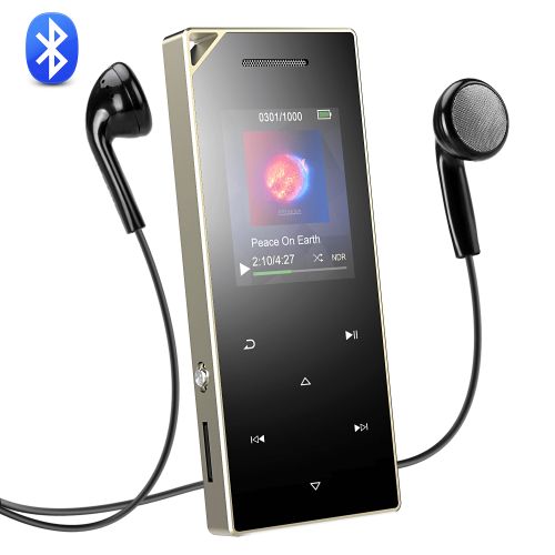  AGPTEK 16GB MP3 Player Bluetooth 4.0 with Speaker, A05ST Metal Touch Button Music Player for Sports,Silver