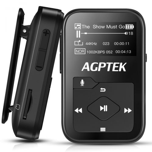  AGPTEK G05W 8GB Bluetooth Clip MP3 Player, Lossless Sound,Supports up to 64GB,Black