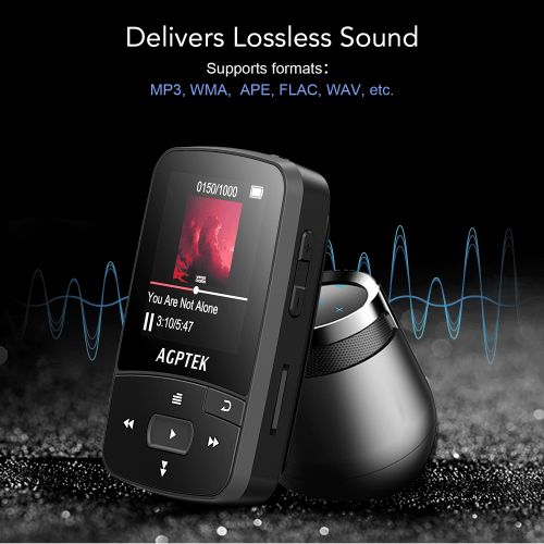  AGPTEK G05S 8GB Clip Bluetooth MP3 Player, Lossless Sound music player,Supports up to 64GB.