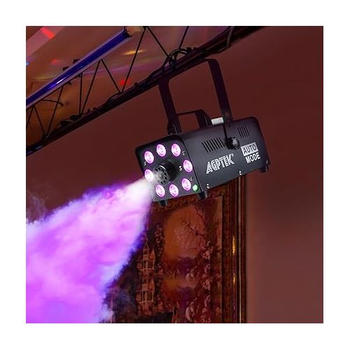  AGPTEK Smoke Machine, Fog Machine with 13 Colorful LED Lights Effect, 500W and 2000CFM Fog with 1 Wired Receiver and 2 Wireless Remote Controls, Perfect for Wedding, Halloween, Party and Stage Effect