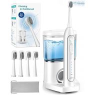 AGPTEK Electric Toothbrush and Water Flosser, 3 Modes Cordless Teeth Cleaner & 5 Water Pressure Oral Irrigator Combo, PortableTeeth Brush and Water Dental Flossing for Home and Travel-White