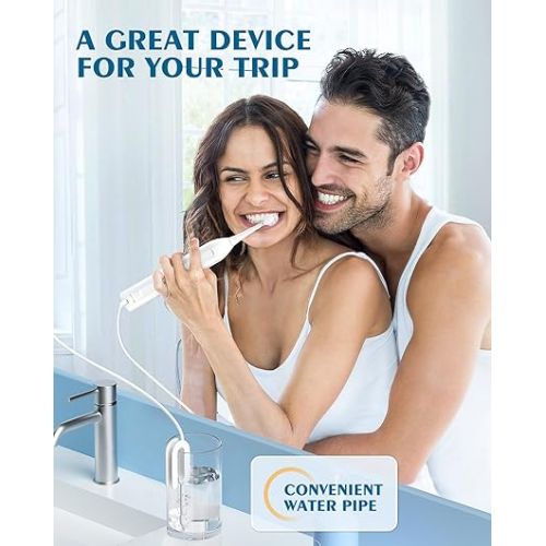  AGPTEK Electric Toothbrush and Water Flosser, 3 Modes Cordless Teeth Cleaner & 5 Water Pressure Oral Irrigator Combo, PortableTeeth Brush and Water Dental Flossing for Home and Travel-White