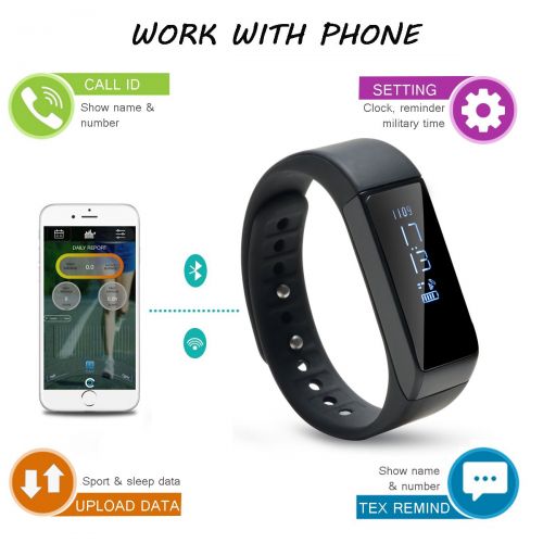  AGPTEK AGPtEK Fitness Armband zur Schrittzahler Aktivitatstracker Schlaftracker fuer Android und IOS SmartPhone - IP64 Wasserdicht, Ohne Herzfrequenzmelder