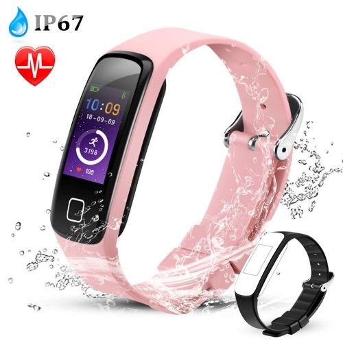  Fitness Tracker, Wasserdicht Fitness Smart Armband Uhr mit Herzfrequenzmesser, Schrittzahler Fitness Uhr Pulsmesser Schlafmonitor Kalorienzahler, Pulsmesser, Rosa von AGPTEK