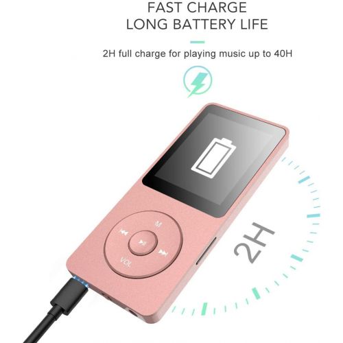  [아마존 핫딜]  [아마존핫딜]AGPTEK MP3 Player 8GB Bluetooth 4.0,Lossless Music Player with FM Radio, Voice Recorder, Expandable Up to 128GB (A02T 8GB Bluetooth Rose Gold)