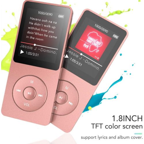  [아마존 핫딜]  [아마존핫딜]AGPTEK MP3 Player 8GB Bluetooth 4.0,Lossless Music Player with FM Radio, Voice Recorder, Expandable Up to 128GB (A02T 8GB Bluetooth Rose Gold)