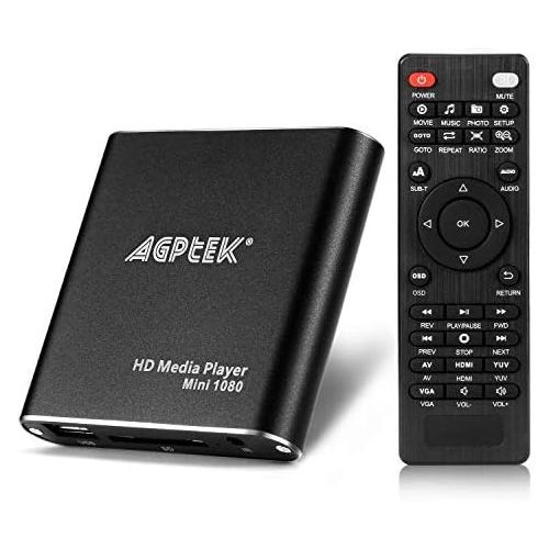 [아마존베스트]AGPTEK HDMI Media Player, AGPtek Black Mini 1080p Full-HD Ultra HDMI Digital Media Player for -MKV/RM- HDD USB Drives and SD Cards