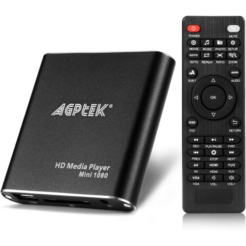  [아마존베스트]AGPTEK HDMI Media Player, AGPtek Black Mini 1080p Full-HD Ultra HDMI Digital Media Player for -MKV/RM- HDD USB Drives and SD Cards