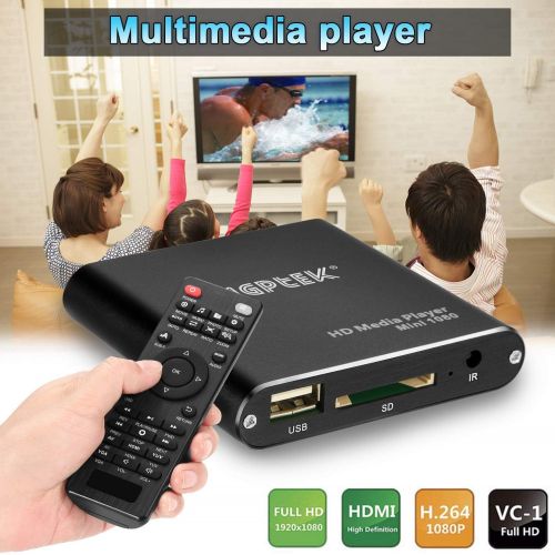  [아마존베스트]AGPTEK HDMI Media Player, AGPtek Black Mini 1080p Full-HD Ultra HDMI Digital Media Player for -MKV/RM- HDD USB Drives and SD Cards