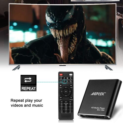  [아마존베스트]AGPTEK HDMI Media Player, AGPtek Black Mini 1080p Full-HD Ultra HDMI Digital Media Player for -MKV/RM- HDD USB Drives and SD Cards