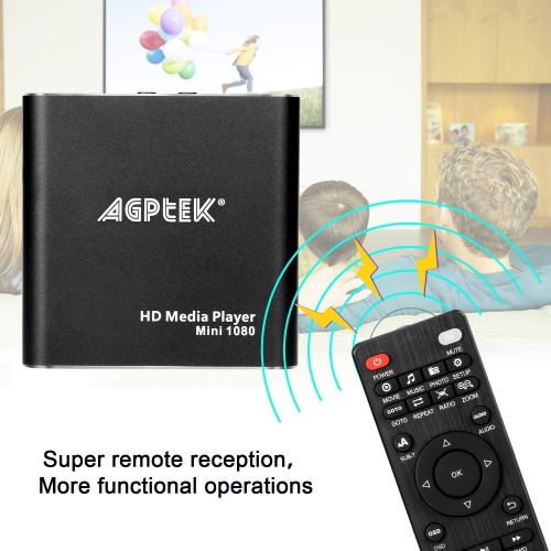  [아마존베스트]AGPTEK HDMI Media Player, AGPtek Black Mini 1080p Full-HD Ultra HDMI Digital Media Player for -MKV/RM- HDD USB Drives and SD Cards