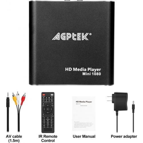  [아마존베스트]AGPTEK HDMI Media Player, AGPtek Black Mini 1080p Full-HD Ultra HDMI Digital Media Player for -MKV/RM- HDD USB Drives and SD Cards