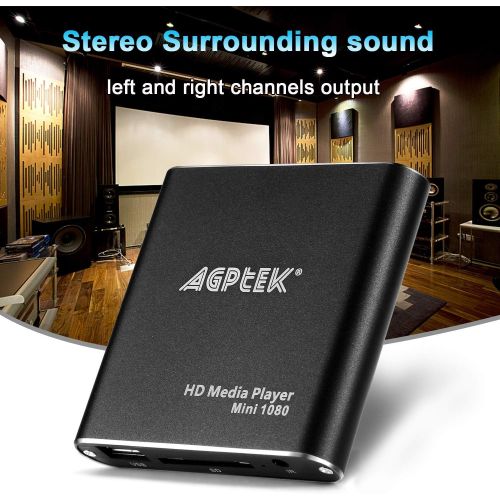  [아마존베스트]AGPTEK HDMI Media Player, AGPtek Black Mini 1080p Full-HD Ultra HDMI Digital Media Player for -MKV/RM- HDD USB Drives and SD Cards