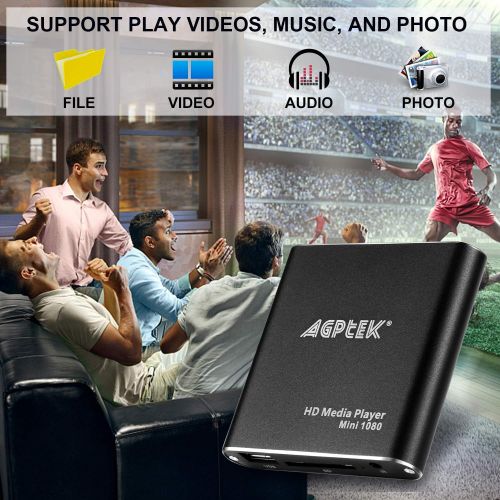  [아마존베스트]AGPTEK HDMI Media Player, AGPtek Black Mini 1080p Full-HD Ultra HDMI Digital Media Player for -MKV/RM- HDD USB Drives and SD Cards