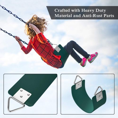  [아마존베스트]AGPTEK Swing Seat, 77.2 x 15 x 0.7cm Yard Swing for Kids & Adults with Metal Triangle Ring -- Green(300KG /660LB Weight Limit)