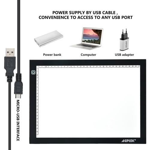  [아마존 핫딜]  [아마존핫딜]AGPTEK A4 Licht Pad Professioneller Ultra Slim Leuchtkasten | Lightpad | Leuchttisch | Leuchtplatte Zeichenbrett Tracing Light Box zum Zeichnen | USB Kabel | Helligkeit verstellbar