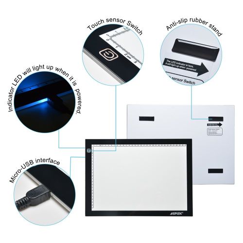  [아마존 핫딜]  [아마존핫딜]AGPTEK A4 Licht Pad Professioneller Ultra Slim Leuchtkasten | Lightpad | Leuchttisch | Leuchtplatte Zeichenbrett Tracing Light Box zum Zeichnen | USB Kabel | Helligkeit verstellbar