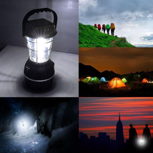  AGPTEK Solar Lantern, 5 Mode Hand Crank Dynamo 36 LED Rechargeable Camping Lantern Emergency Light, Ultra Bright LED Lantern - Car Charge - Camping Gear for Hiking Emergencies Hurr