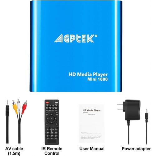  [아마존베스트]-Service-Informationen AGPTEK Mini 1080P Full HD Digital Media Player Media Player with Remote Control for MP3, WMA, OGG, AAC, FLAC, APE, AC3, DTS, ATRA