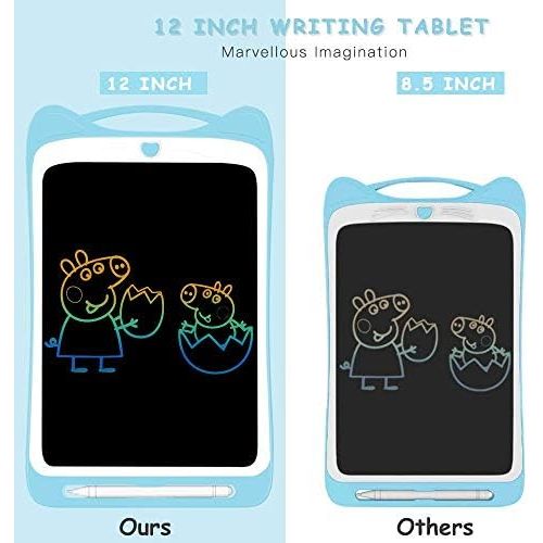  [아마존베스트]AGPTEK Colourful Writing Board LCD Childrens 12 Inch Screen, Electronic Writing Tablet with Brighter Writing, Digital Drawing Board with Anti-Clearance Function, Children Blue