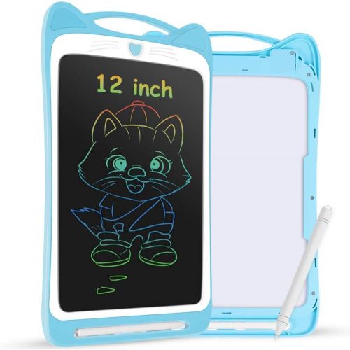  [아마존베스트]AGPTEK Colourful Writing Board LCD Childrens 12 Inch Screen, Electronic Writing Tablet with Brighter Writing, Digital Drawing Board with Anti-Clearance Function, Children Blue