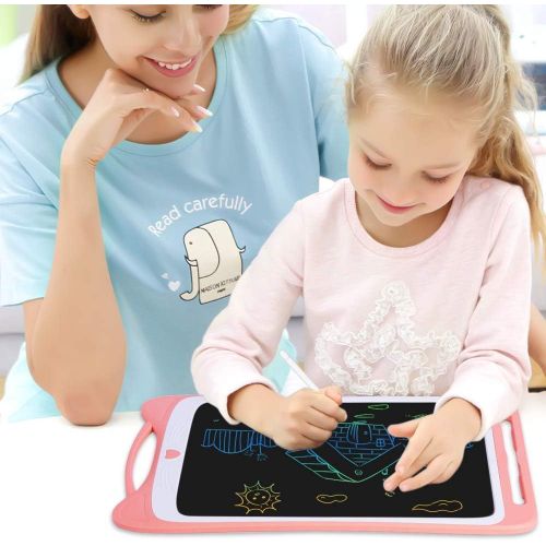  [아마존베스트]AGPTEK Colourful Writing Board LCD Childrens 12 Inch Screen, Electronic Writing Tablet with Brighter Writing, Digital Drawing Board with Anti-Clearance Function, Children Pink