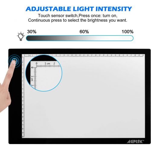  AGPTEK AGPtek A3 Ultra-thin USB Power LED Artcraft Tracing Light Pad Light Box with Brightness Control USB Wall Adapter For Artists, Drawing, Sketching, Animation, Diamond Painting, X-Ray