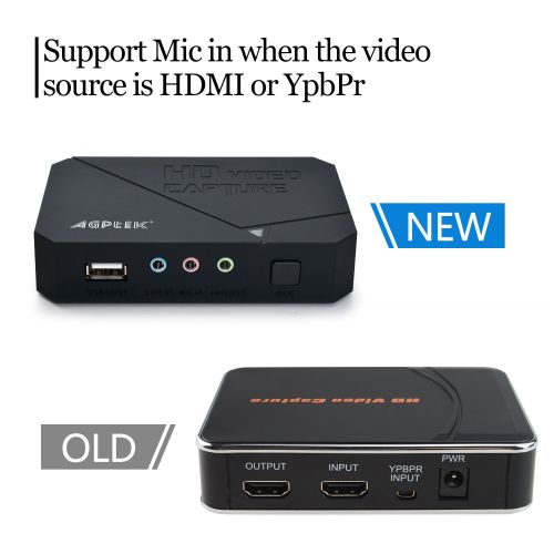  AGPTEK AGPtEK HD Game Capture Video Capture 1080P HDMIYPBPR Recorder Xbox 360&One PS3 PS4,Support Mic in with Both HDMI and YpbPr Input