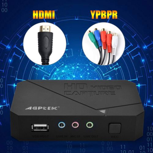  AGPTEK AGPtEK HD Game Capture Video Capture 1080P HDMIYPBPR Recorder Xbox 360&One PS3 PS4,Support Mic in with Both HDMI and YpbPr Input