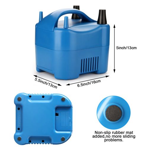  AGPTEK AGPtek Two Nozzle High Power Electric Balloon Inflator Pump Portable Blue Air Blower,680W High Power,Inflate In One Second