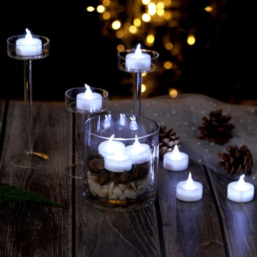  AGPTEK AGPtEK 100pcs Flickering LED Flameless Tealights Candles Battery-Operated Flameless LED Tealights For Wedding Holiday Party Home Decoration (Cool White)