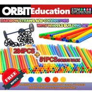AGS_TOYS Rainbow Straws and Connectors with Wheels 4D STEM Building Set - 284PCS Colorful Interlocking, Fun Educational Building Blocks Toy Set - Great Gift for Boys and Girls