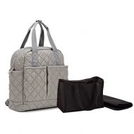 AGVA Large Convertible Diaper Backpack Tote Crossbody Bag with Nappy Changing Pad, Small Carry Bag - Silver Gray