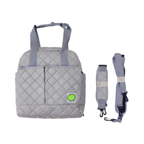  AGVA Large Convertible Diaper Backpack Tote Crossbody Bag with Nappy Changing Pad, Small Carry Bag - Silver Gray
