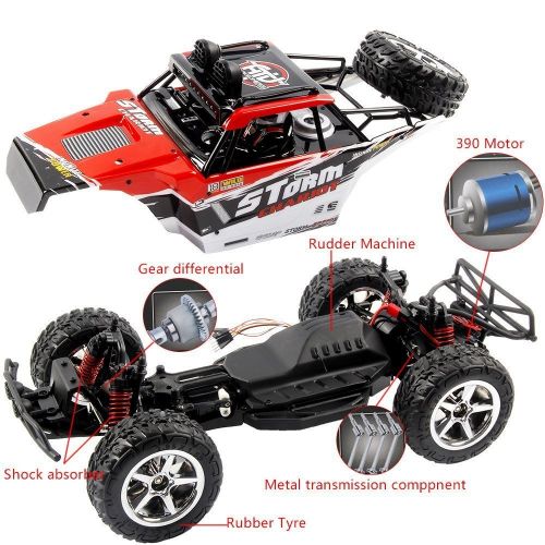  AHAHOO RC Cars 1:12 Scale 35MPH+ High Speed Off-Road Remote Control Vehicle 2.4Ghz Radio Controlled Racing Monster Trucks Rock Climber with LED Light Vision (Red)