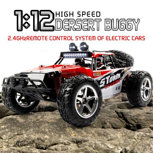  AHAHOO RC Cars 1:12 Scale 35MPH+ High Speed Off-Road Remote Control Vehicle 2.4Ghz Radio Controlled Racing Monster Trucks Rock Climber with LED Light Vision (Red)