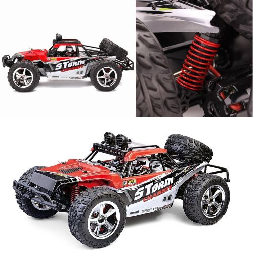  AHAHOO RC Cars 1:12 Scale 35MPH+ High Speed Off-Road Remote Control Vehicle 2.4Ghz Radio Controlled Racing Monster Trucks Rock Climber with LED Light Vision (Red)