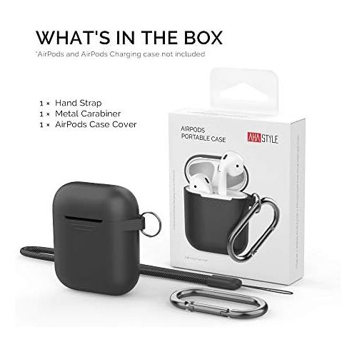  [아마존베스트]AHASTYLE AhaStyle Upgrade AirPods Case Protective Cover (Front LED Visible) Silicone Compatible with Apple AirPods 2 and 1（Black）