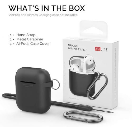  [아마존베스트]AHASTYLE AhaStyle Upgrade AirPods Case Protective Cover (Front LED Visible) Silicone Compatible with Apple AirPods 2 and 1（Black）