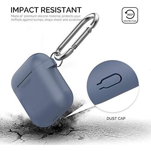  [아마존베스트]AHASTYLE AhaStyle Upgrade AirPods Case Protective Cover (Front LED Visible) Silicone Compatible with Apple AirPods 2 and 1（Navy Blue）