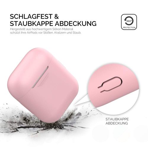  [아마존 핫딜]  [아마존핫딜]AHASTYLE AhaStyle AirPods Huelle Silikon AirPods Case [Front-LED Sichtbar] Kompatibel mit Apple AirPods 2 & 1 (2019) (Ohne Karabiner, Rosa)