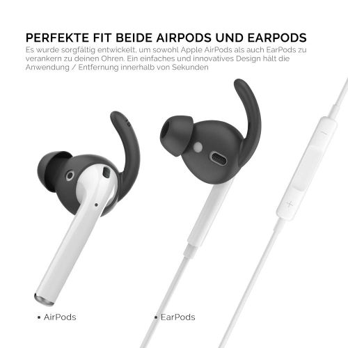  [아마존 핫딜]  [아마존핫딜]AHASTYLE AhaStyle Airpods Silikon Ohrpolster mit Ohrbuegel - Airpods Aufsatz 2 Paar Airpods Earplugs Anti-Rutsch mit Silikon Aufbewahrungshaken Tasche fuer AirPods 2 & 1 und EarPods