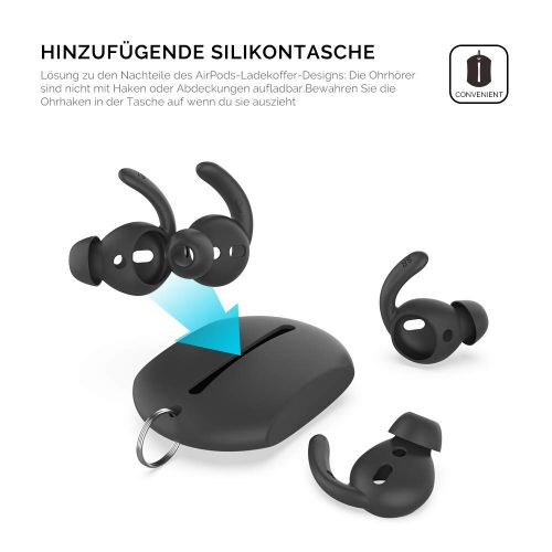  [아마존 핫딜]  [아마존핫딜]AHASTYLE AhaStyle Airpods Silikon Ohrpolster mit Ohrbuegel - Airpods Aufsatz 2 Paar Airpods Earplugs Anti-Rutsch mit Silikon Aufbewahrungshaken Tasche fuer AirPods 2 & 1 und EarPods