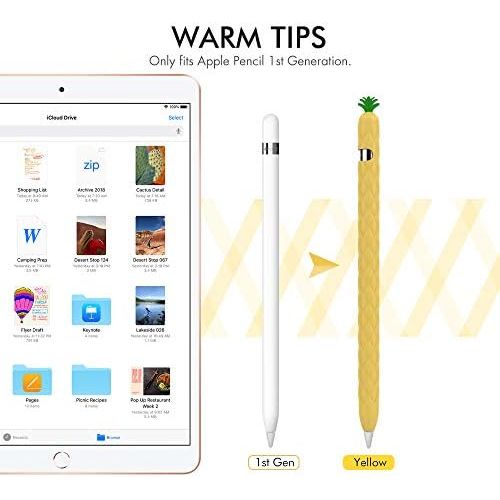  [아마존베스트]AhaStyle iPencil Case Sleeve Cute Fruit Design Silicone Soft Protective Cover Accessories Compatible with Apple Pencil 1st Generation(Yellow)