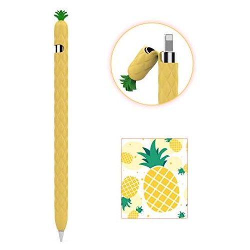  [아마존베스트]AhaStyle iPencil Case Sleeve Cute Fruit Design Silicone Soft Protective Cover Accessories Compatible with Apple Pencil 1st Generation(Yellow)