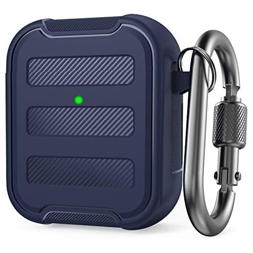  [아마존베스트]AHASTYLE Robust AirPods Case Shockproof Hard Shell TPU Protective Case Compatible with AirPods 2 & 1 (Midnight Blue)